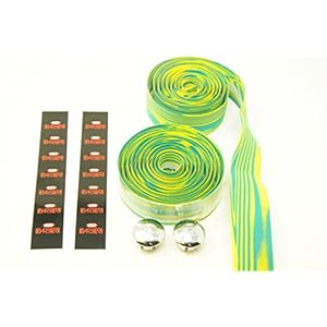 BARBIERI CINELLI TYPE EROICA RETRO FUNKY STYLE GREEN & YELLOW NATURAL CORK RACING BIKE HANDLEBAR TAPE