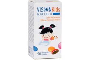 OMEGOR Supplément pour la vue enfants Vision Kids BLUE LIGHT à base de lutéine, zéaxanthine et canneberge noire | Confettis exquis au chocolat noir I 90 dragées (1 mois)