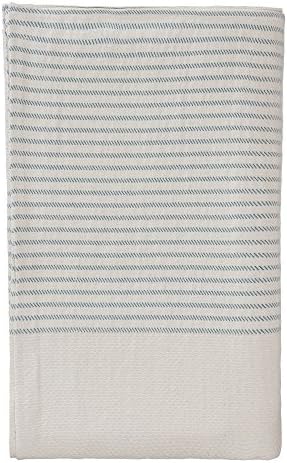 URBANARA Kadan Bedspread/Throw - 50% Cotton + 50% Linen (Single, Cream/Grey Green)