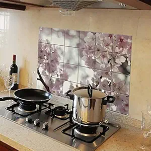 Walldesign Kitchen Protection Anti-Mark Oil Proof Easy Clean Plastic Wall Stickers Cherry Flower (PVC Vinyl, 80 cm X 54 cm)