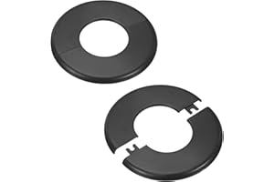 M METERXITY 2-Pack Flessibile Da Parete Divisibile, Per Tubo Con Diametro Esterno 2 Pollici/50mm ABS Piastra Scudata Rotonda Coperture Per Tubi Dell'Acqua/Rubinetti [Nero]