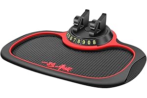 KKPLZZ Antypoślizgowa podkładka na telefon do samochodu, obracająca się o 360 stopni uchwyt na telefon z tablicą rejestracyjną, antypoślizgowa gumowa podkładka na telefony klucze do okularów przeciwsłonecznych