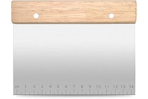 Lamkrtlp Raschietti, Raschietto per Pasta in Acciaio Inossidabile con Manico in Legno e Scala di Misurazione, Raschietto Cucina per Pizza, Torta, Pasticceria, Pane (Rettangolari)