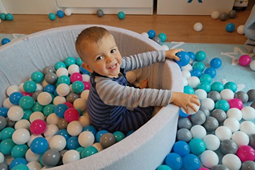 Bällebad Ballpool Kugelbad Bällchenbad Bällchenpool Kinder Pool mit 300 Bällen (Farbe der Bälle: weiß,grau, türkis) - 7
