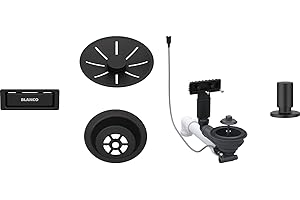 Blanco Ab und Überlauf InFino Siebkorbventil Überlaufgarnitur + Druckknopf für Color Unit Spüle, schwarz