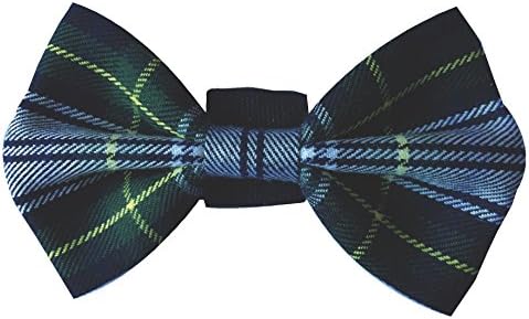 green tartan dog bow tie