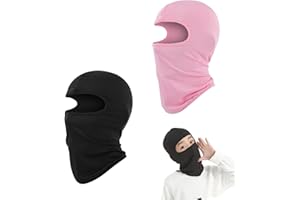 FveVqe 2 Pcs Thin Pink Balaclava Kids, Windproof Ski Mask for Children, Warmer Neck Kids Balaclava Helmet Hat for Cycling(Black and Pink)