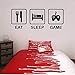 Produktbild Csyxmp Eat Sleep Game Jugendliche Kinder Schlafzimmer Boy Room Gamer Gaming Abnehmbare Vinyl Wandkunst Aufkleber Wohnzimmer Schlafzimmer 42 * 108 Cm