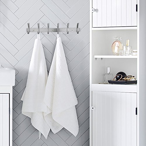 YISSVIC Hakenleiste Garderobe 6 Kleiderhaken Garderobenleiste Mehrzweckhaken aus Edelstahl Belastbarkeit bis ca. 30kg - 3