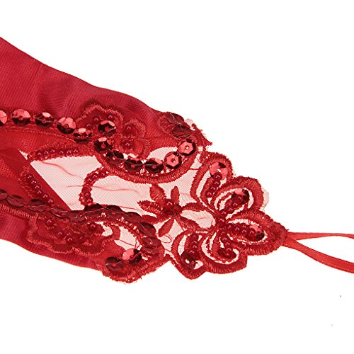 FakeFace Ellenbogen Länge Brauthandschuhe Satin Fingerlos Handschuh mit Spitze und Pailletten Party Abendhandschuhe Frühling Sommer Herbst Winter - 5