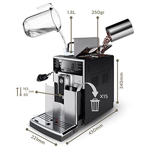 Saeco HD8924/01 PicoBaristo Kaffeevollautomat, AquaClean, automatischer Milchaufschäumer, silber - 4