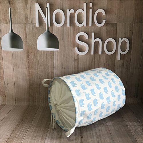 Fieans Leinen Wäschekorb Stoff Haushalt Organizer Korb Baumwoll Wäschekorb für ihre Schmutzwäsche 45 x 35cm-Blau Elefant - 3
