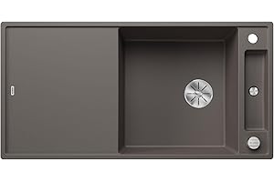 BLANCO AXIA III XL 6 S | Granitspüle aus SILGRANIT vulkangrau | Einbauart: Einbau von Oben | reversibel | mit Glasschneidbrett | für 60 cm breite Unterschränke | Verschiebbares Schneidbrett