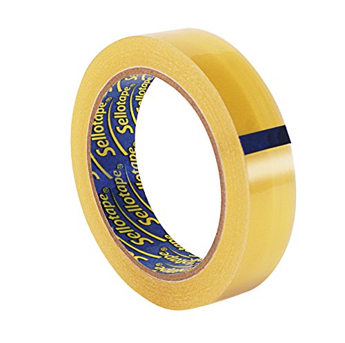 Sellotape Original Golden Sticky Tape / Strong and extra sticky adhesive tape / Applies clear / 1 roll x 50m