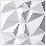 Art3d dekorativa 3D-väggpaneler med diamantdesign, 30 x 30 cm, matt vit (33-pack)
