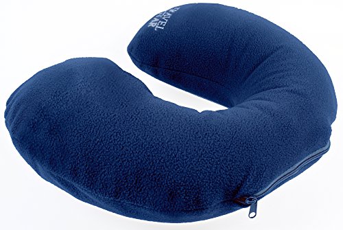travelstar: Aufblasbares Nackenkissen mit Fleece-Bezug, dunkelblau - 7