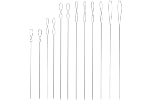 VIOJRLLY 12 PCS Aiguille Perles à Enfiler, 0.2mm, 0.3mm, 0.4mm, 0.5mm, 0.6mm, 0.7mm, Aiguilles à Perles Courbes en Acier Inoxydable pour la Fabrication de Colliers de Bracelet de L'artisanat Bijoux D'ornement