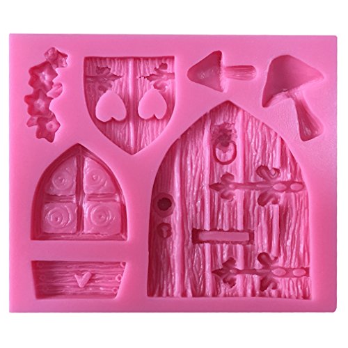 LYNCH Holz-Tür-Fenster-Form 3D Silikon Fondant Backen-Werkzeuge Kuchen Pop Mold,Rosa - 2