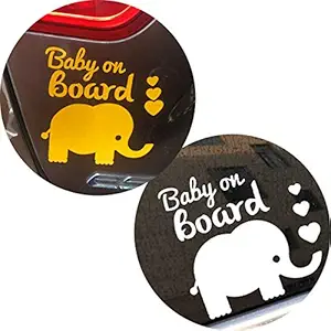 Baby on Board Sign for Cars - Kids Safety Warning Sticker Notice Board Waterproof for Window Vinyl Decals (2 Pack)