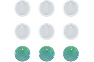 Weenkeey 6 pezzi rotondo portachiavi silicone stampo cerchio portachiavi Charms resina epossidica stampo forma rotonda resina stampi colata per fai da te artigianato gioielli ciondolo stile 2