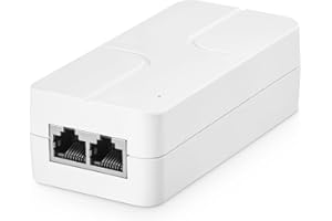 2.5 Gigabit PoE Injector 30W, Supports IEEE 802.3af/at, YuLinca White Compact Power Over Ethernet Adapter, Plug and Play, Fanless Wall Mount Design with LED Indicator
