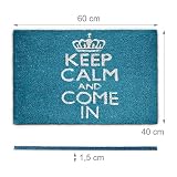 Relaxdays Fußmatte Kokos KEEP CALM 40 x 60cm Kokosmatte mit rutschfester PVC Unterlage Fußabtreter aus Kokosfaser als Schmutzfangmatte und Sauberlaufmatte Fußabstreifer für Außen und Innen Matte, blau - 4