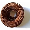 Vintage Braided Cable 5 Meters, 2 core Brown Antique Twisted Woven Silk Lighting Cable Flexible Fabric Wire, DIY Electrical Cord