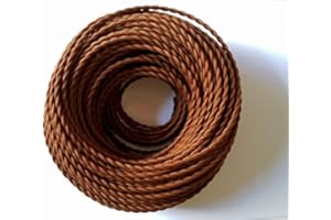 ONEPRE Vintage Braided Cable 5 Meters, 2 core Brown Antique Twisted Woven Silk Lighting Cable Flexible Fabric Wire, DIY Electrical Cord