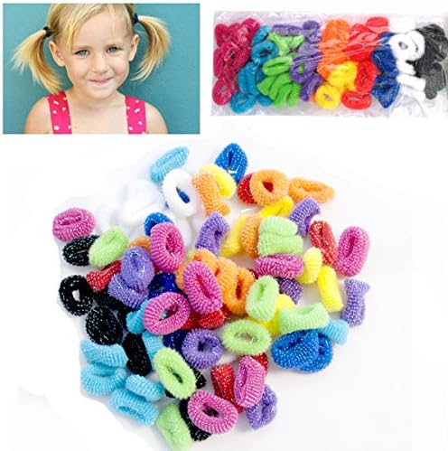 100 Pack of Girl's Hair Bobbles Bands Mini Baby Ponytail Elastic Stretchy Hairband