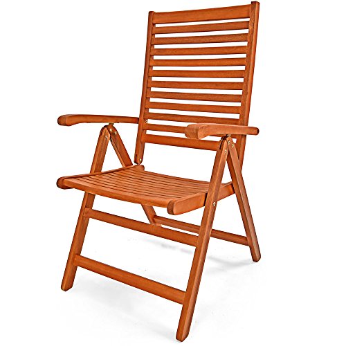 Deuba Sitzgruppe Unikko aus Eukalyptusholz mit 6 verstellbaren Stühlen und ausklappbarem Tisch aus Eukalyptus Gartengarnitur Sitzgarnitur