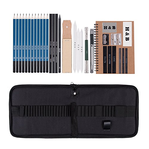 AGPTEK 34 Stück Skizzieren und Zeichnen Bleistifte Professionelle Kunst Set