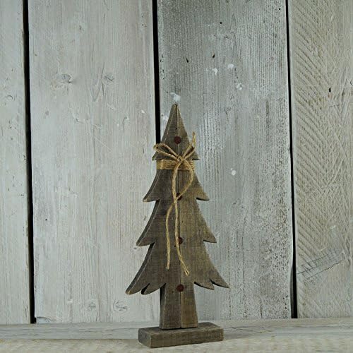 Shabby Rustic Nordic Natural Driftwood Christmas Tree &amp; Jute String Bow 33x15cm