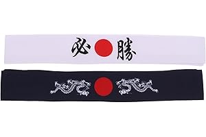 Lurrose Japanese Hachimaki Headband Japanese Chef Headband Karate Training Hairband Sports Headwear for Women Men Kids