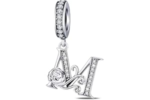 HappyStar Lettre Charme de L'alphabet Argent Sterling 925 Rose Alphabet Initial Dangle Charm Pendentif Charms Fit pour Pandora and bracelet européen