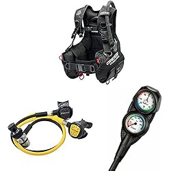 Cressi Start Pro New B.C.D Unisex Gilet de Stabilisation + Set Detendeur Plongee Compact AC2 INT avec Octopus + 2 Depth m/Bar Console de Plongée