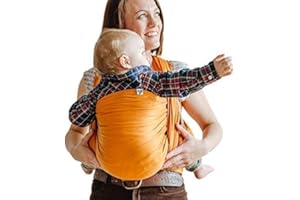 Shabany® Babytragetuch - 100% Bio Baumwolle - Für Neugeborene Kleinkinder bis 15 Kg - Gewebt - inkl. Baby Wrap Carrier Anleitung - orange (likes)