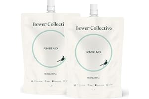 Bower Collective Rinse Aid Refill | Natural Dishwasher Cleaner Liquid | Concentrated Detergent Dishwashing Rinse Aid | Fragrance Free, 2 Litre (2 * 1L)