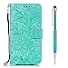 Produktbild Grandoin Hülle für LG G8 / G8S / G8 ThinQ, PU Leder Etui Flip Cover Book Case Prägung Muster Schutzhülle Handytasche Handyhülle [Ständer Kartenfach] [Magnetverschluss] (Grün)