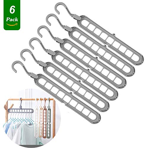 Cintre Gain de Place, Lot de 6 Multi Cintre Magique Organisateur, Cintres Plastiques Adultes, Magic Cintre Rangement et Organisation pour Vêtements Gain de Place dans les Placards