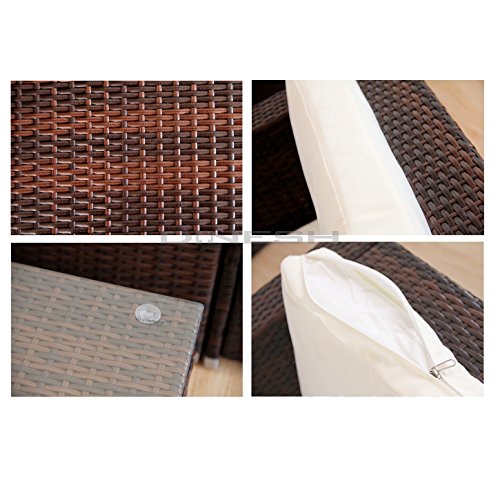 NAPO POLYRATTAN BRAUN GARTENMÖBEL RATTAN LOUNGE GARTENSET SITZGRUPPE ALU