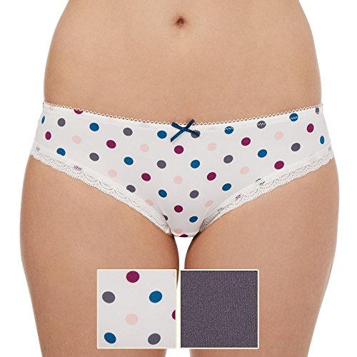 Debenhams Womens Pack Of Two Grey And White Spotted Brazilian Briefs 8