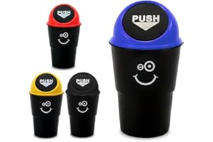 GOODIZ Mini Car Bin Cupholder, Small Plastic Compact Durable Dust Bin With Lid, For Trash Rubbish Waste Storage, For Car, Office, Van, Desktop, Lorry
