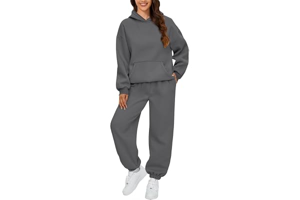hahuha Enfärgad träningsoverall med huva för kvinnor 2 kläder huvtröja set överdimensionerad sweatshirt baggy höst mode träningsbyxor med fickor