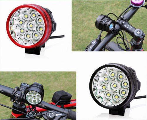 Ponatia Scheinwerfer für Mountainbike, 9 Cree XM-L T6, 15.000 Lumen + Solar-Rücklicht + Ladegerät zum Laufen, Angeln, Camping, Radfahren - 8