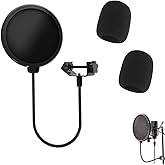 Pop Filter Microfono, Filtro Antipop Microfono, Microfono Filtro Anti Pop, Con 2 Spugna Microfono Antivento, Mic Dual Layer W
