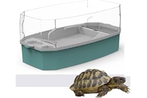 ATB-GIFT Rettile Serbatoio, Acquario con vasca per tartarughe in vetro per Tartarughe, Paguri, Terrapin e Piccoli Rettili(Blu-Medio)