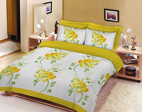 Sleepy Eyes NEW FLORAL SKETCH PRINTED POLY COTTON DUVET QUILT COVER BEDING SET WITH PILLOW CASES (Yellow Floral, Super King Duvet Set)