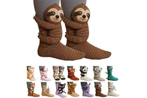 Generisch Animal Socks Tiersocken,3D Handmade Faultier Socken mit Tiermotiven Doppellagige Baumwolle, Warme Umarmung Weihnachten Lang Männer Warme Damen Socken 39-42 Lustige