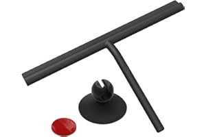 AIMEKE Ściągacz prysznicowy ze stali nierdzewnej – czarny, szerokość 33 cm, ściągacz do szyb z uchwytem, bez wiercenia, zestaw silikonowy, do okien, płytek, łazienki i szkła