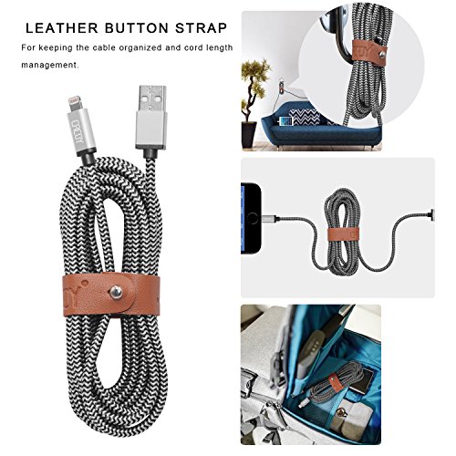 Lightning auf USB Kabel 3m, CACOY iPhone Ladekabel Nylon Geflochten – Apple MFi zertifiziert – für iPhone 7 / 7 Plus / SE / 6S / 6S Plus / 6 / 6 Plus / 5S / 5C / 5 , iPad Air / Air 2, iPad mini / 2 / 3 / 4, iPad Pro – Weiß und Schwarze - 4